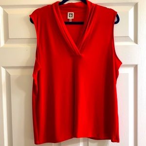 Anne Klein, red sleeveless blouse